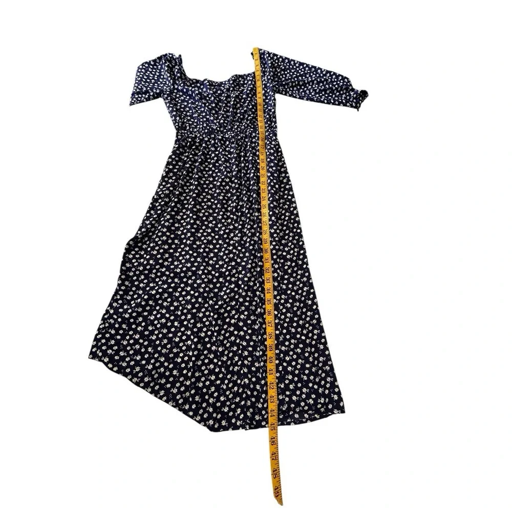 Trixxi Midi Floral Dress Navy Prairie Peasant Earthy Wanderlust Farmcore Size Sm